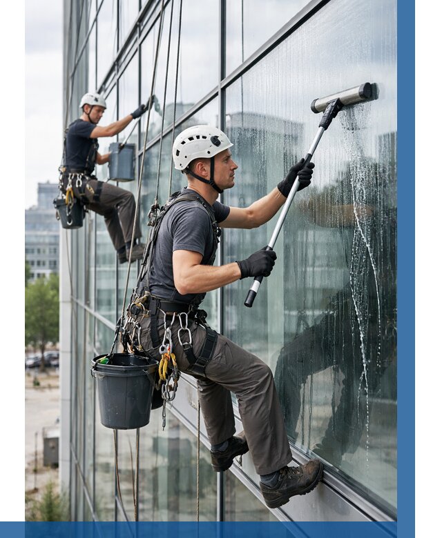 Мойка витражей альпинистами в Магнитогорске от 724 р. под ключ|ВЫСОТНИК-Мгн