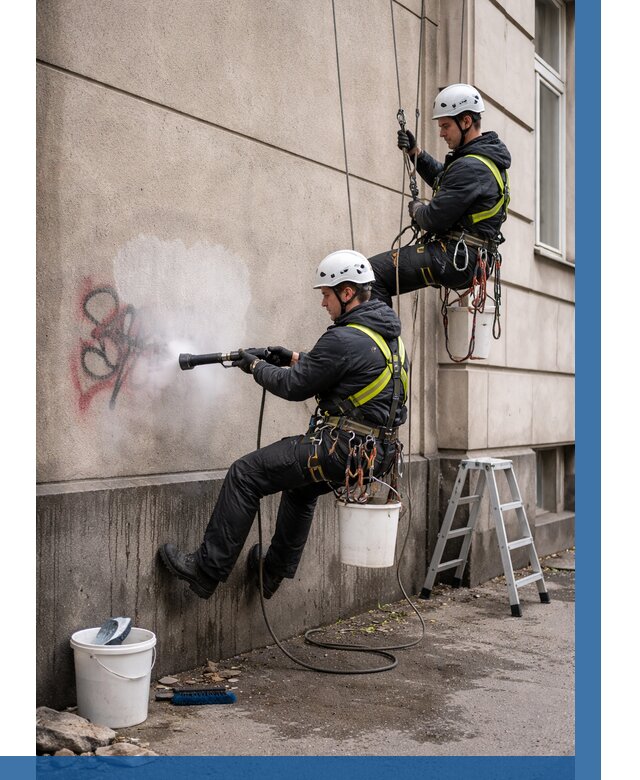 Удаление граффити с фасада в Магнитогорске от 4655 р. | ВЫСОТНИК-Мгн