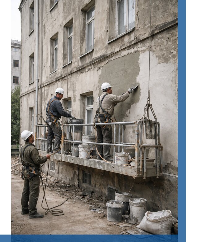 Капитальный ремонт фасада в Магнитогорске от 4345 р. | ВЫСОТНИК-Мгн