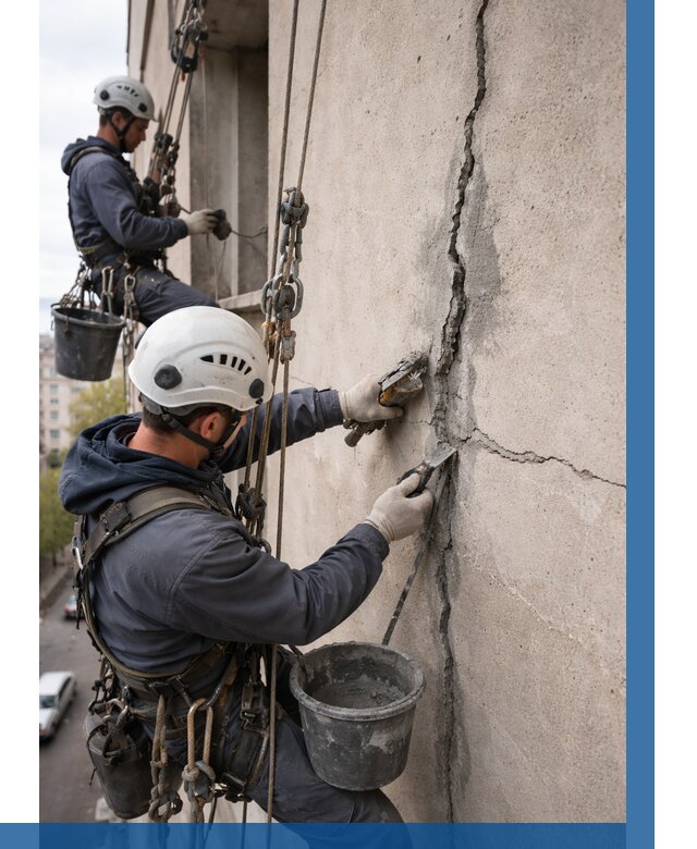 Заделка трещин на фасаде в Магнитогорске от 931 р. | ВЫСОТНИК-Мгн