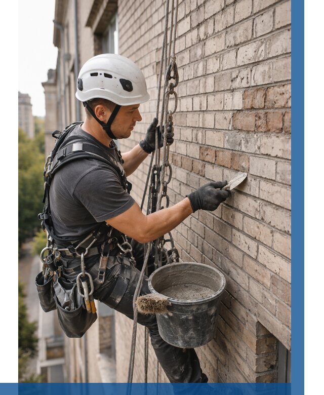 Ремонт кирпичной кладки фасада в Магнитогорске от 1862 р. | ВЫСОТНИК-Мгн