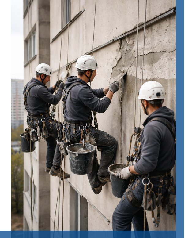 Ремонт бетонных элементов фасада в Магнитогорске от 2586 р. | ВЫСОТНИК-Мгн