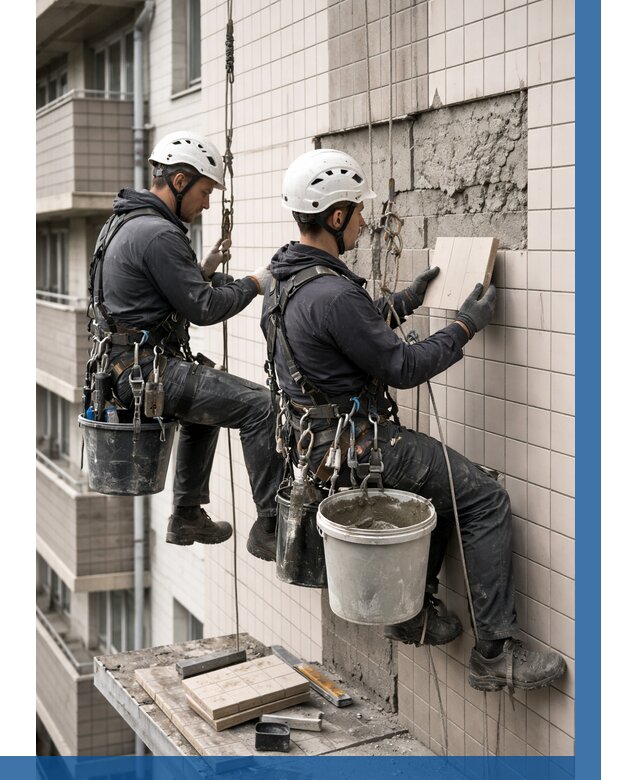 Ремонт облицовки фасада плиткой в Магнитогорске от 1862 р. | ВЫСОТНИК-Мгн