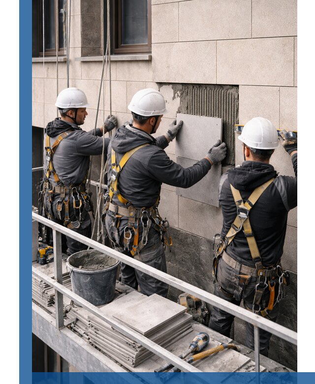 Ремонт облицовки фасада плиткой в Магнитогорске с гарантией