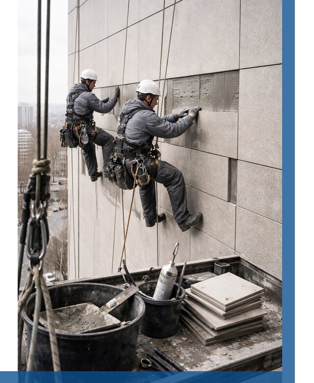 Ремонт фасада из керамогранита в Магнитогорске от 2586 р. | ВЫСОТНИК-Мгн