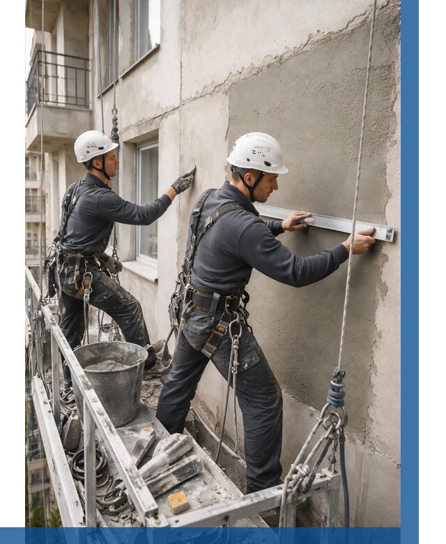 Штукатурка фасада на высоте в Магнитогорске от 931 р. | ВЫСОТНИК-Мгн