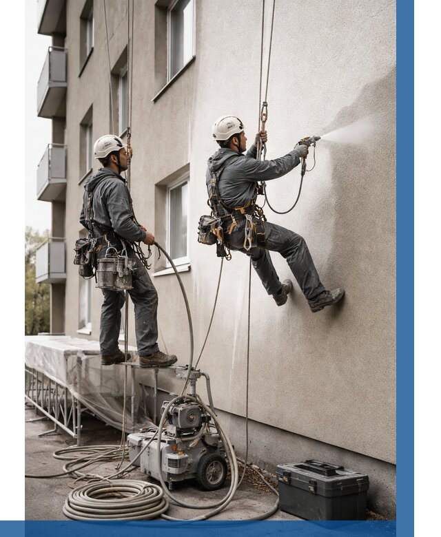 Безвоздушная покраска фасада в Магнитогорске от 228 р/м² | ВЫСОТНИК-Мгн