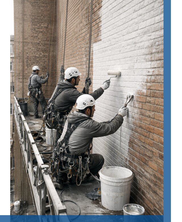 Покраска кирпичного фасада в Магнитогорске от 362 р. | ВЫСОТНИК-Мгн