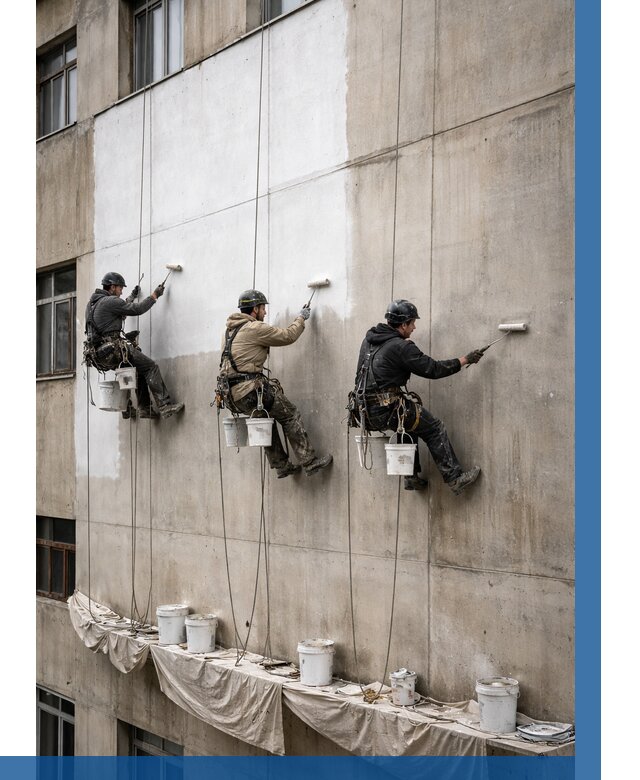 Покраска бетонного фасада в Магнитогорске от 362 р за м2 | ВЫСОТНИК-Мгн