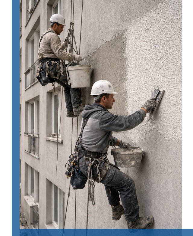 Нанесение декоративной штукатурки короед на фасад в Магнитогорске