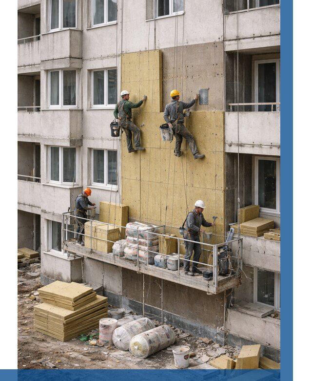 Утепление фасада минватой в Магнитогорске от 1552 р. | ВЫСОТНИК-Мгн