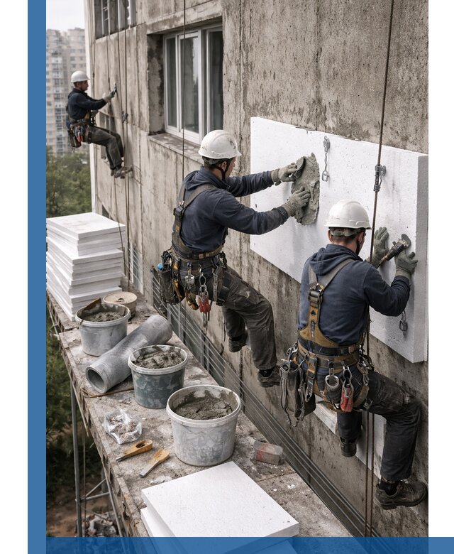 Утепление фасада пенополистиролом в Магнитогорске под ключ