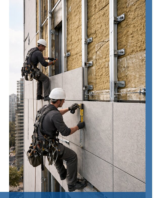 Монтаж вентилируемого фасада в Магнитогорске от 3621 р. | ВЫСОТНИК-Мгн