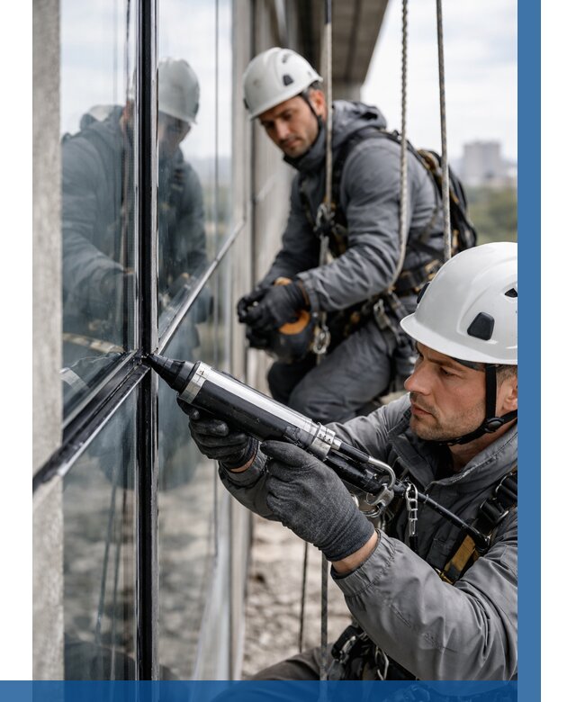 Герметизация витражных швов в Магнитогорске от 672 р. | ВЫСОТНИК-Мгн