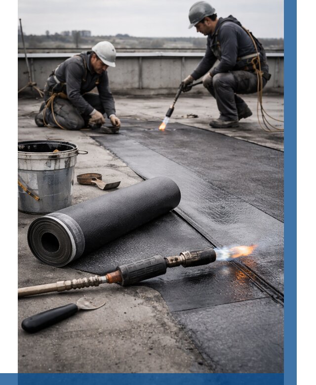 Ремонт рулонной кровли в Магнитогорске от 672 р. | ВЫСОТНИК-Мгн