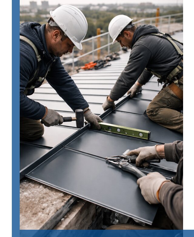 Монтаж фальцевой кровли в Магнитогорске для промышленных зданий