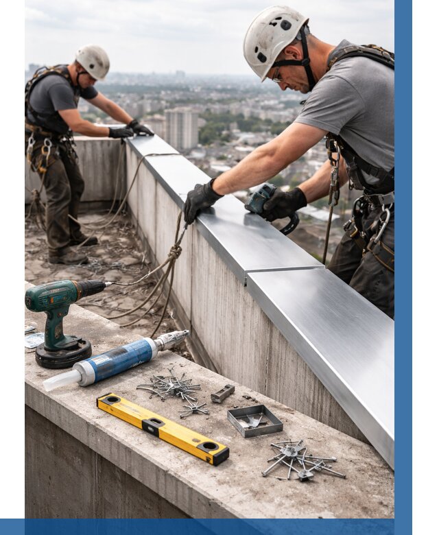 Монтаж парапетных крышек в Магнитогорске от 828 р. | ВЫСОТНИК-Мгн