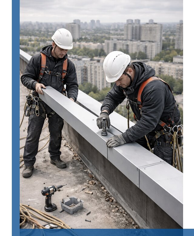 Монтаж парапетных крышек и ограждений кровли в Магнитогорске