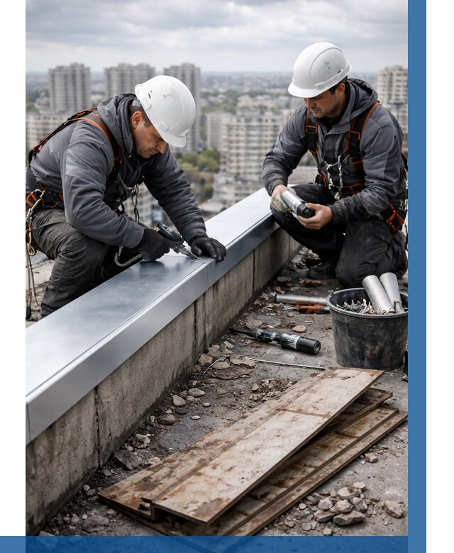 Замена парапетных крышек под ключ в Магнитогорске от 1241 р. | ВЫСОТНИК-Мгн