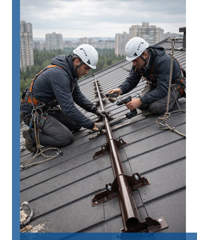 Монтаж снегозадержателей на кровле зданий в Магнитогорске под ключ