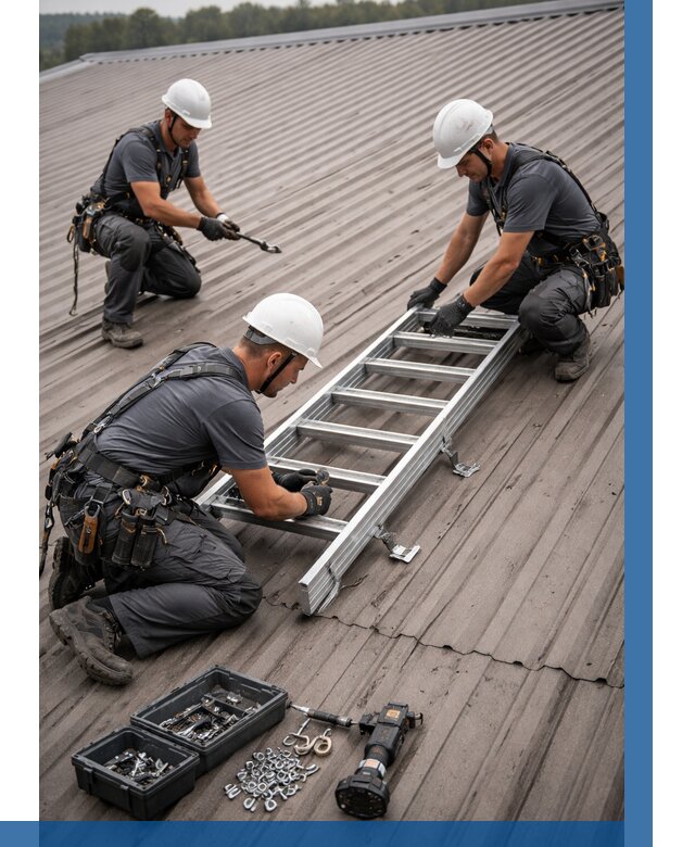 Монтаж кровельной лестницы в Магнитогорске от 4655 р. | ВЫСОТНИК-Мгн