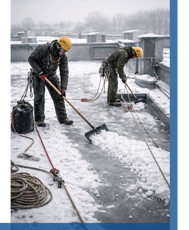 Очистка крыши от снега в Магнитогорске от 7759 р. | ВЫСОТНИК-Мгн