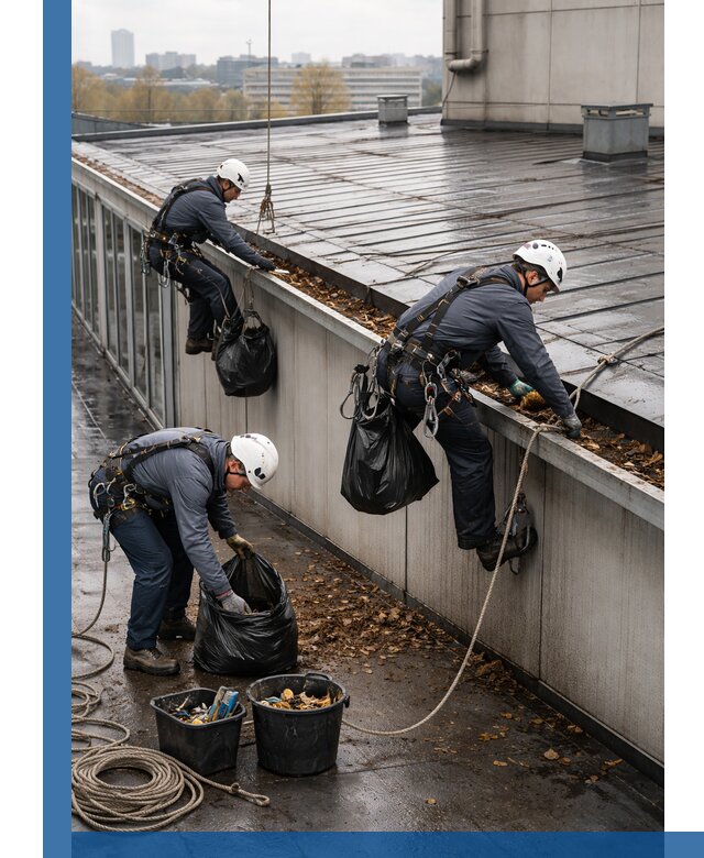 Очистка кровли по периметру в Магнитогорске силами промышленных альпинистов