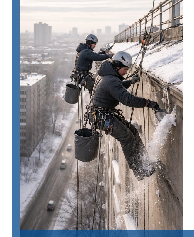 Очистка карнизов от снега в Магнитогорске профессионально и безопасно