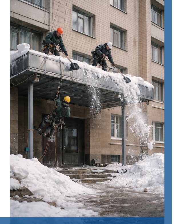 Очистка козырьков от снега в Магнитогорске от 3621 р. | ВЫСОТНИК-Мгн