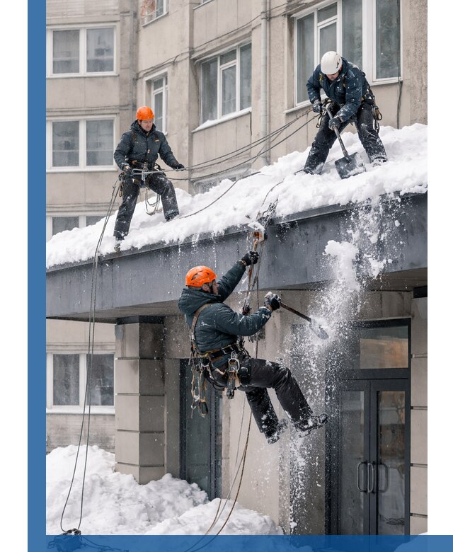 Безопасная очистка навесов от снега в Магнитогорске круглогодично