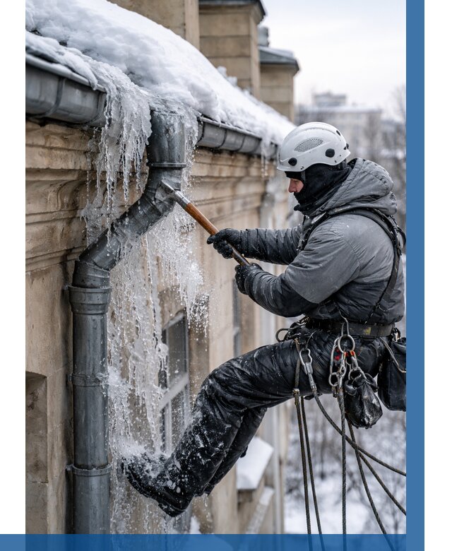 Очистка водостоков от льда в Магнитогорске от 3621 р. | ВЫСОТНИК-Мгн