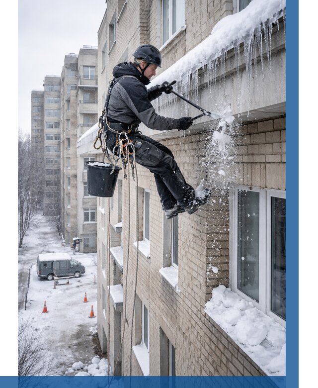 Удаление наледи с карнизов в Магнитогорске от 362 р. | ВЫСОТНИК-Мгн