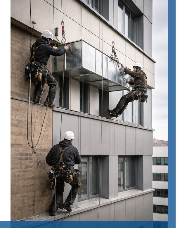 Монтаж воздуховодов на фасаде в Магнитогорске от 1552 р. | ВЫСОТНИК-Мгн