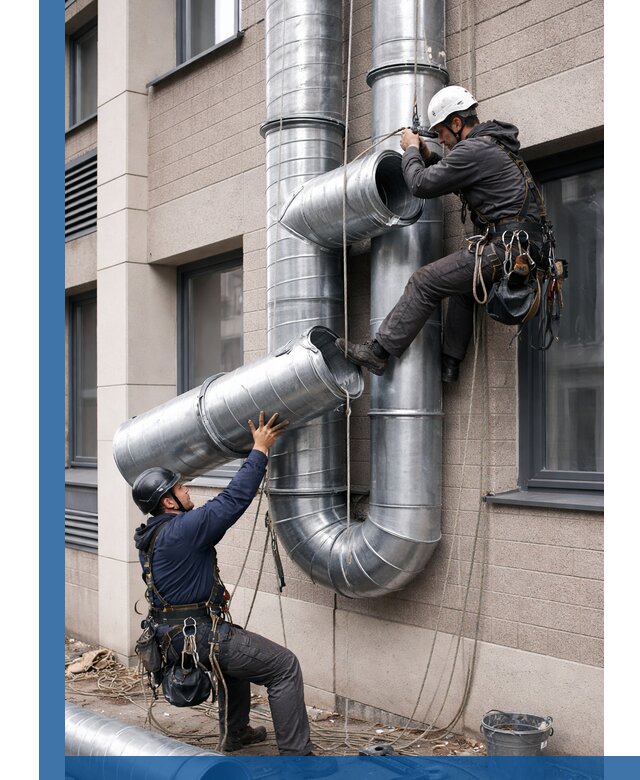 Монтаж фасадных воздуховодов в Магнитогорске с герметизацией и крепежом