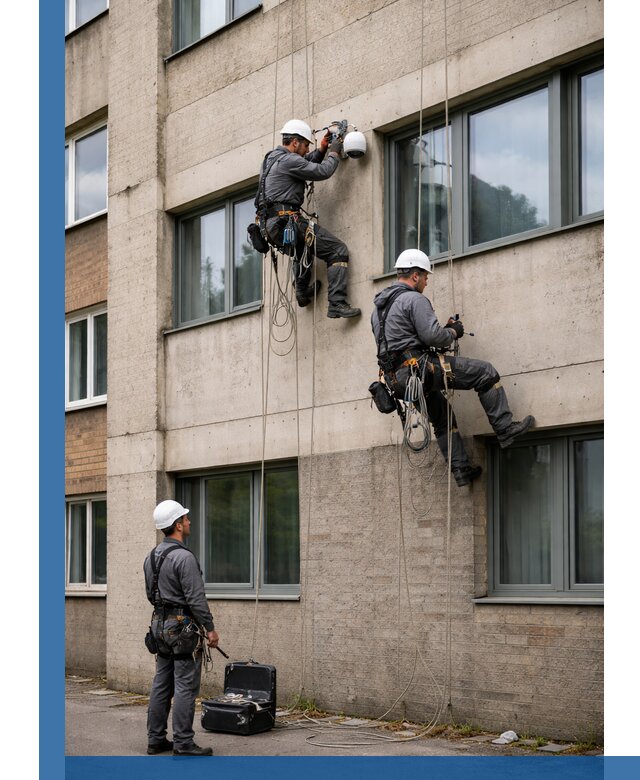 Монтаж фасадных камер видеонаблюдения в Магнитогорске под ключ