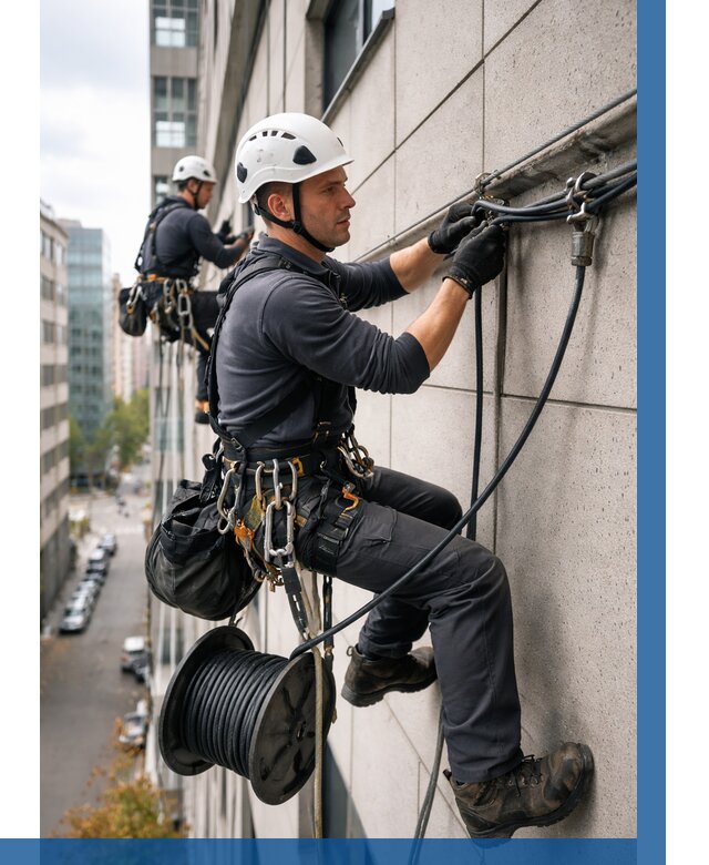 Прокладка кабеля по фасаду в Магнитогорске от 362 р. | ВЫСОТНИК-Мгн