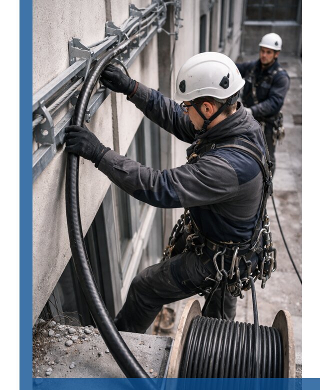 Протяжка кабеля питания на высоте в Магнитогорске с гарантией безопасности и качества