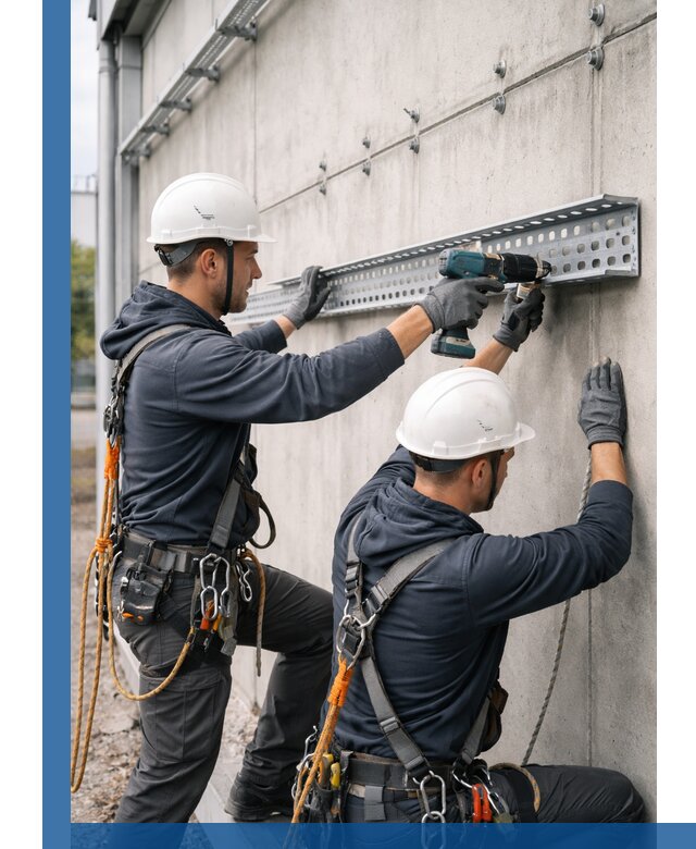 Монтаж кабельных лотков на фасаде зданий в Магнитогорске с гарантией