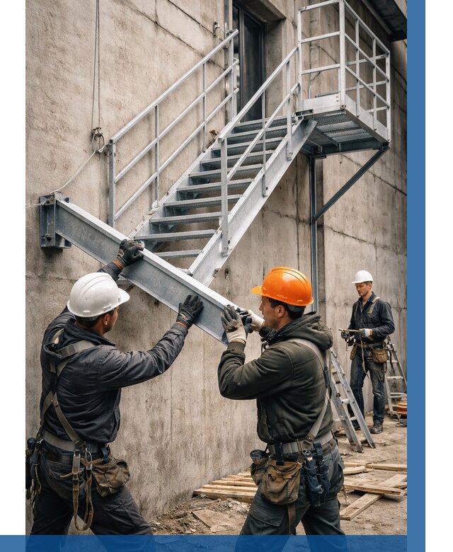 Монтаж металлических лестниц в Магнитогорске от 15518 р. | ВЫСОТНИК-Мгн