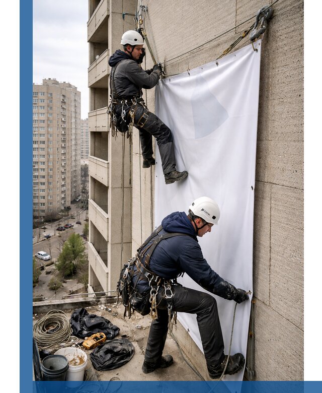 Профессиональный монтаж баннеров на фасаде в Магнитогорске
