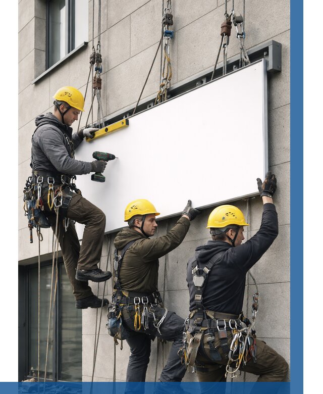 Монтаж рекламной вывески в Магнитогорске от 8276 р. | ВЫСОТНИК-Мгн