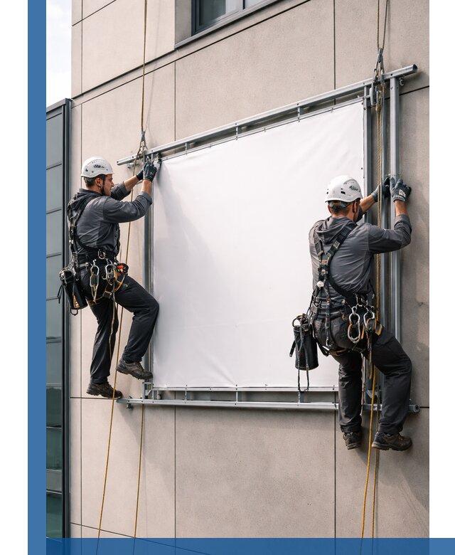 Монтаж наружной рекламной вывески в Магнитогорске под ключ