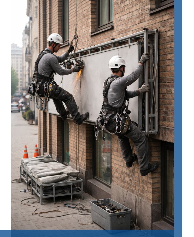 Демонтаж рекламной вывески в Магнитогорске от 6724 р. | ВЫСОТНИК-Мгн