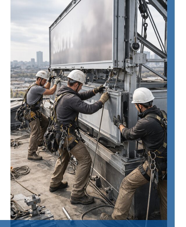 Монтаж крышной рекламной конструкции в Магнитогорске от 62070 р.|ВЫСОТНИК-Мгн