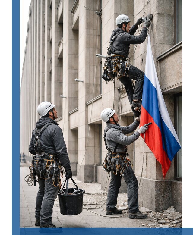 Профессиональная установка флагов на фасаде в Магнитогорске