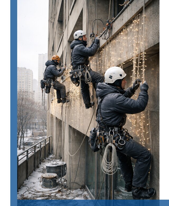 Монтаж новогодней иллюминации и украшение фасадов в Магнитогорске