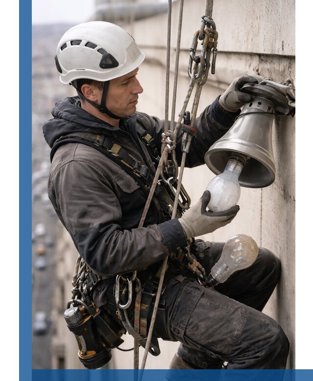 Замена ламп на высоте в Магнитогорске профессионально и быстро