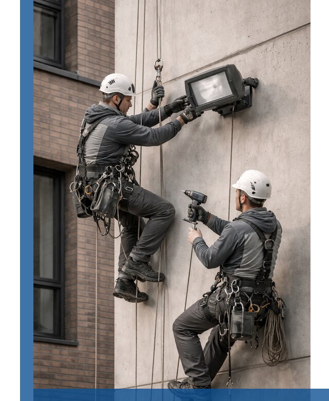 Профессиональный монтаж фасадных прожекторов в Магнитогорске под ключ