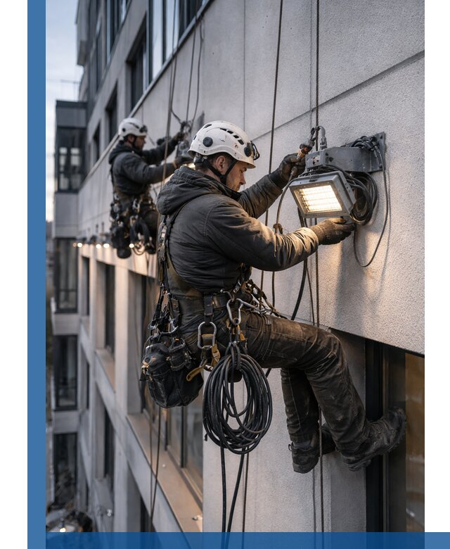 Монтаж фасадного освещения в Магнитогорске установка и подключение