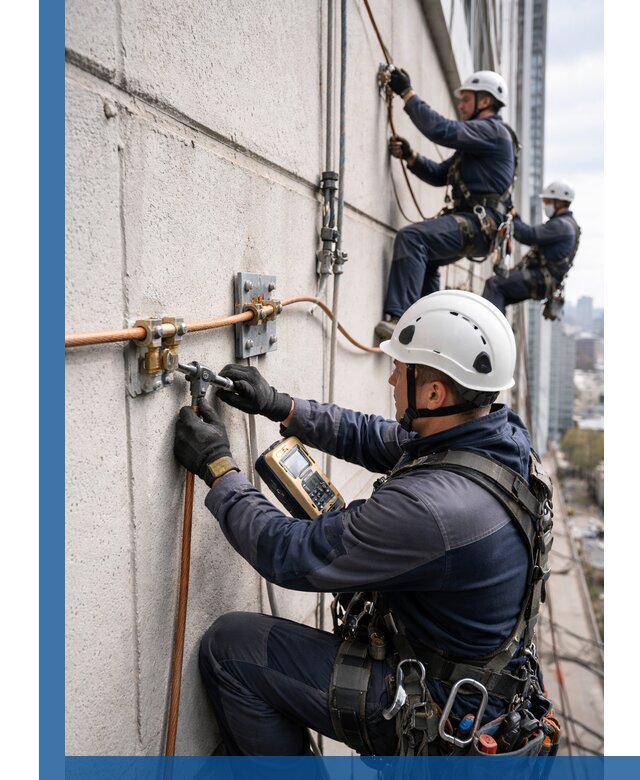 Монтаж системы заземления здания и молниезащиты в Магнитогорске